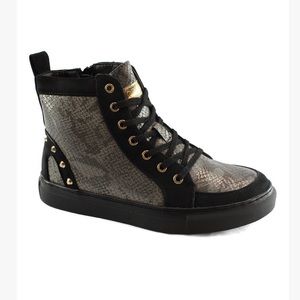 Black and grey snake embossed sneaker